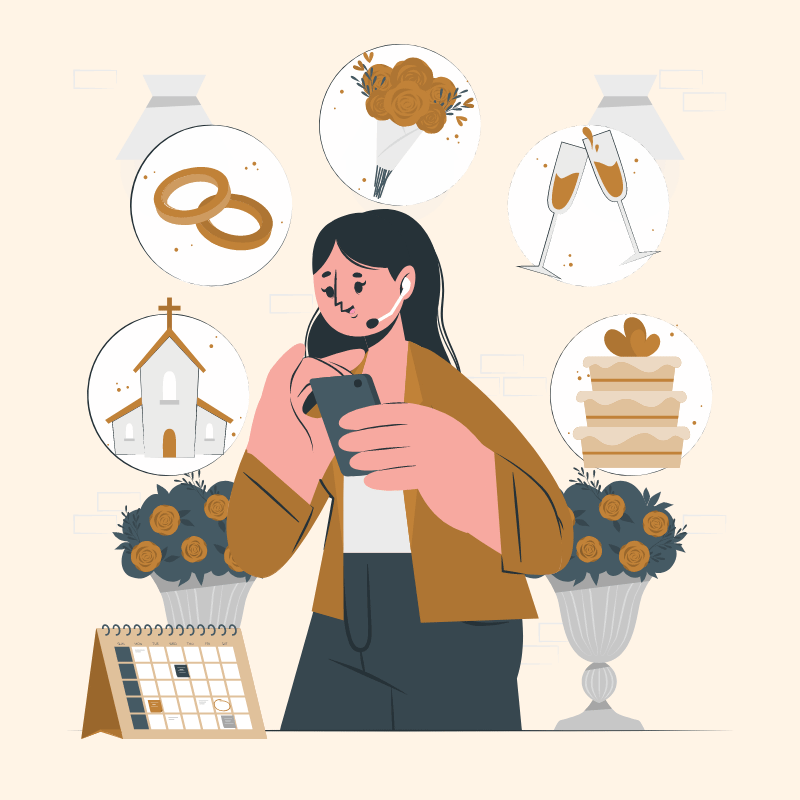 NXTEVNT wedding planning workspace illustration